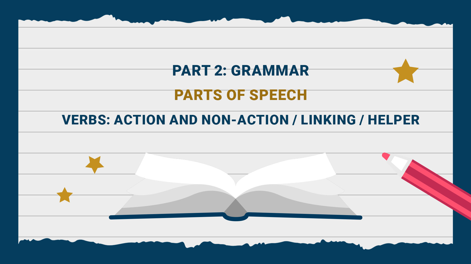 Part 2: Grammar - Parts of Speech: Verbs: Action and Non - Action - Linking - Helper